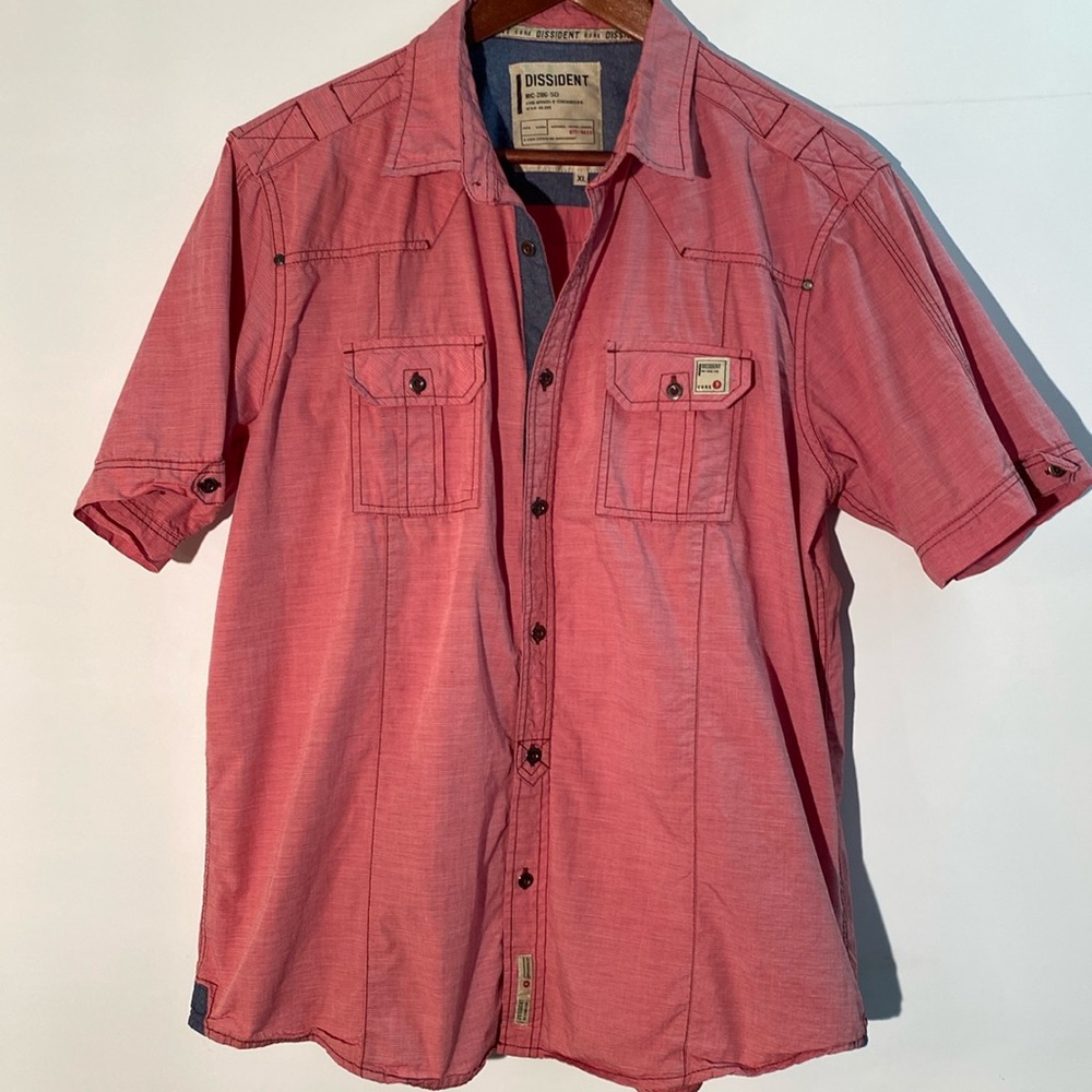 Red and White Casual Button Down Shirt